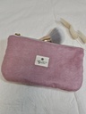 Trousse plate suédine rose