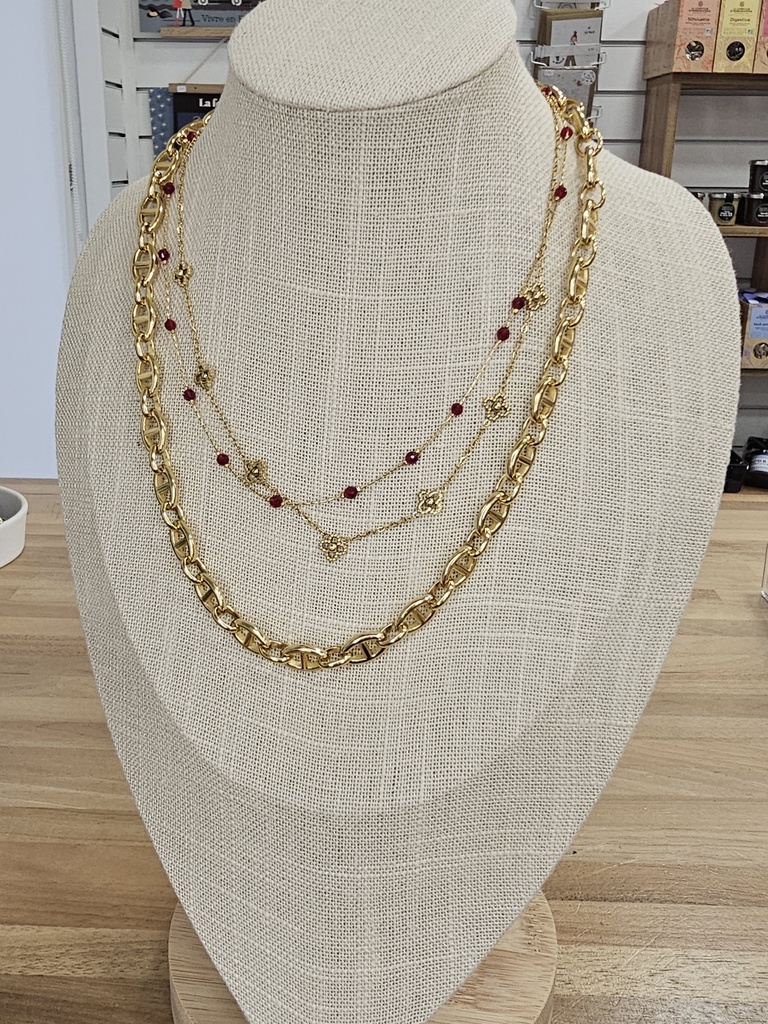 Collier perle rouges