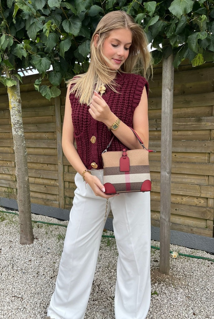 Mini sac cartable en cuir beige – Sophia Delli