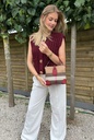 Mini sac cartable en cuir beige – Sophia Delli