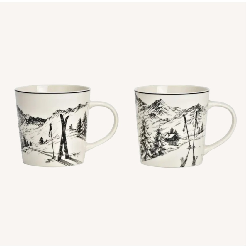 Mug motif hiver/ski en porcelaine