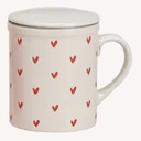 Tasse à thé cœurs rouges