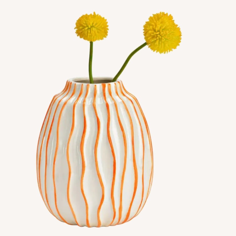 Vase en céramique blanc et orange