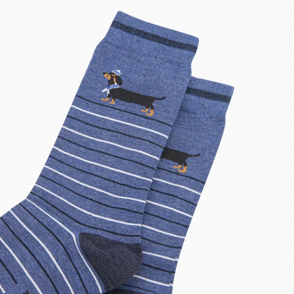 Chaussettes en bambou pour hommes - bleue, teckel