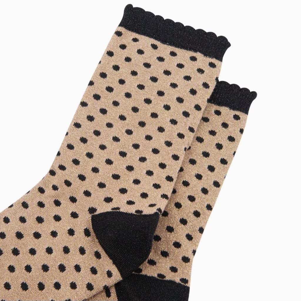 Chaussettes en bambou pour femmes - Doré et Noir, pois