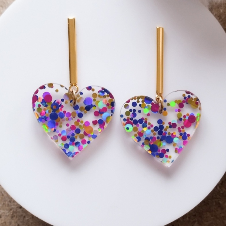 Babelutte - Boucles d'oreilles - coeur multicolore
