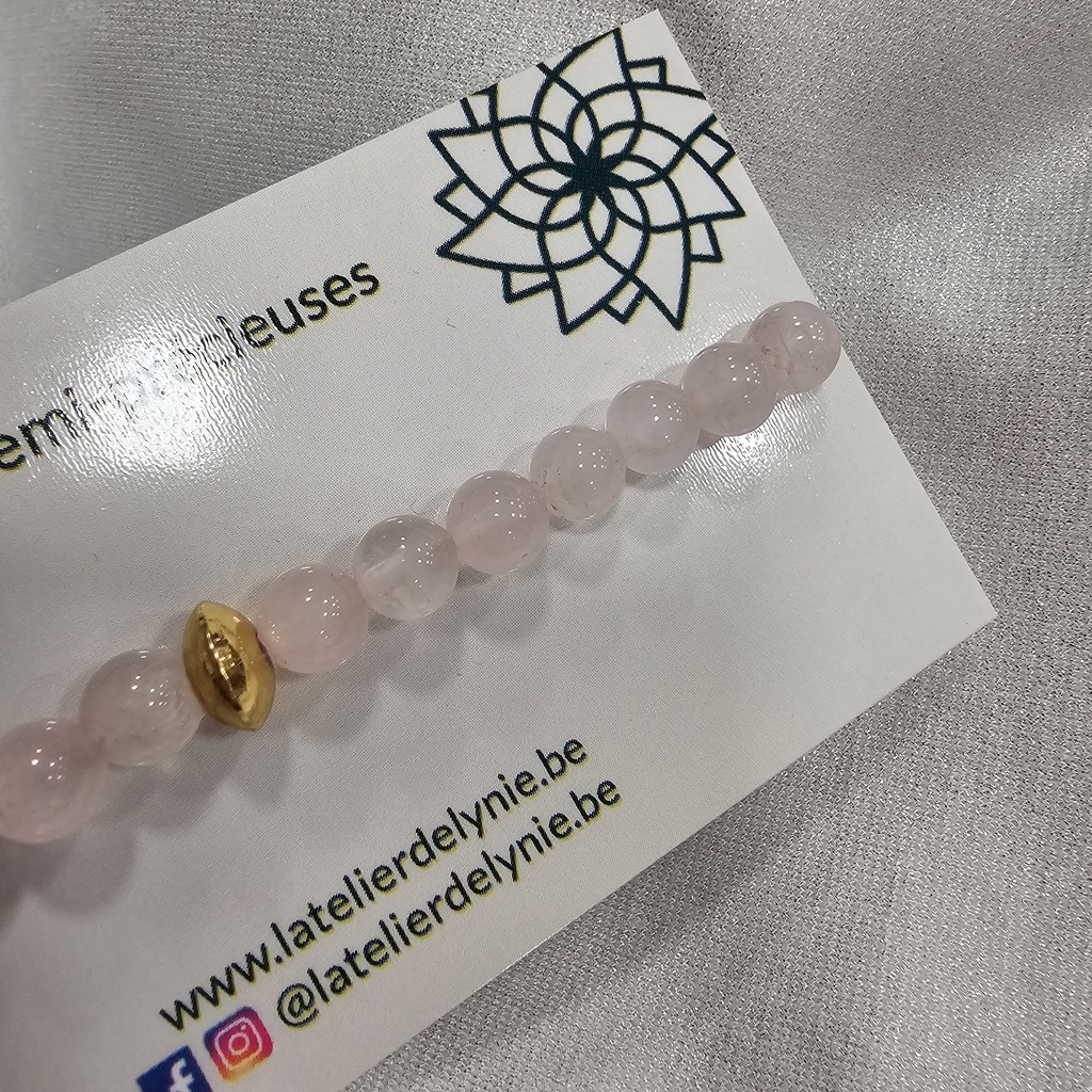 Bracelet pierres semi-précieuses - Quartz rose - 8 mm