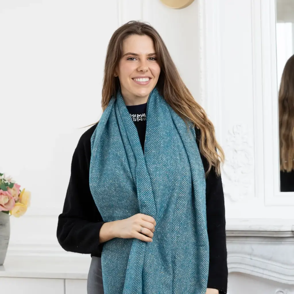 Lineta - Echarpe uni avec lurex - bleu roi