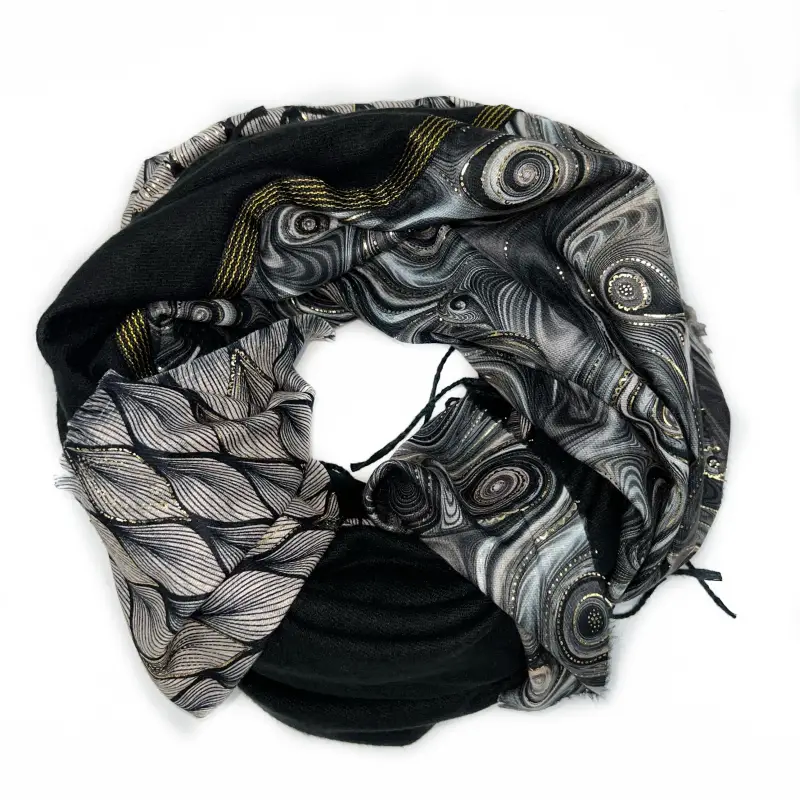 Lineta - Foulard grand carré 4 en 1 - Noir