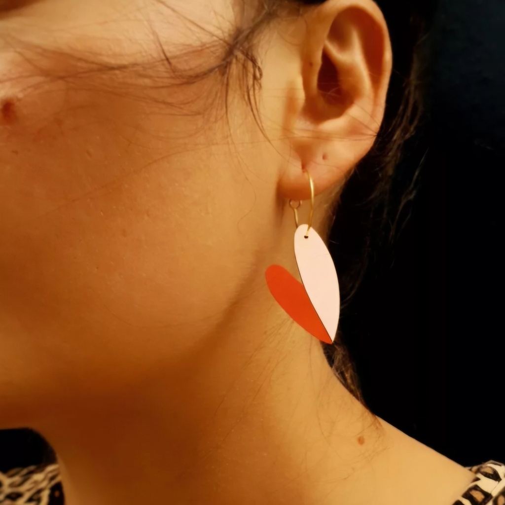 Boucles d’oreilles cœurs colorés mexicains EX VOTO - Noir & Or - RB13