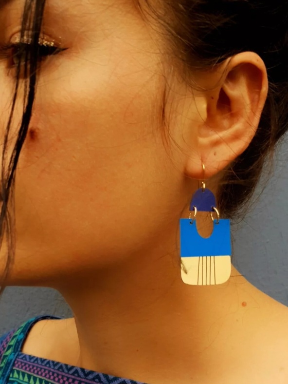 Boucles d’oreilles cœurs colorés mexicains EX VOTO - Noir & Or - RB13