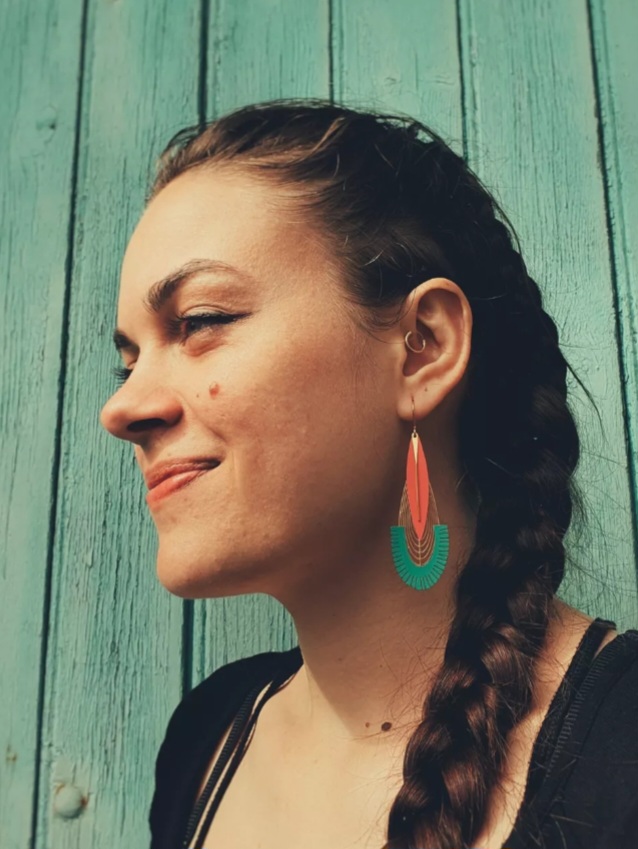 Boucles d’oreilles cœurs colorés mexicains EX VOTO - Noir & Or - RB13