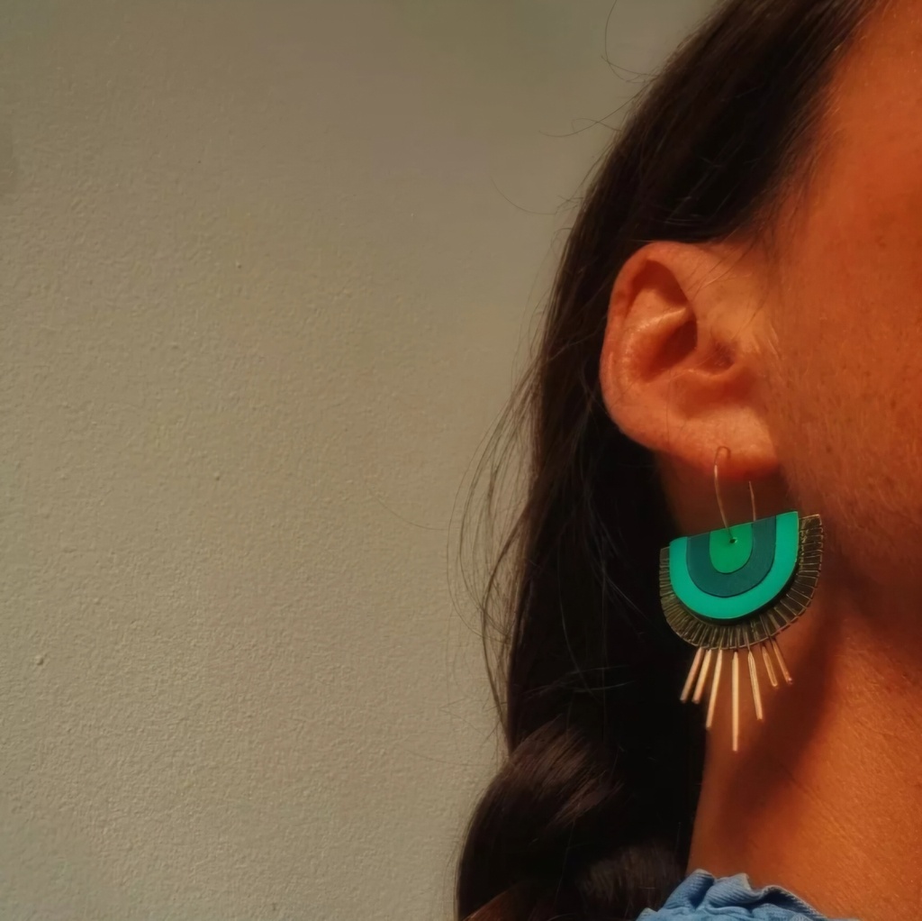 Boucles d’oreilles cœurs colorés mexicains EX VOTO - Noir & Or - RB13