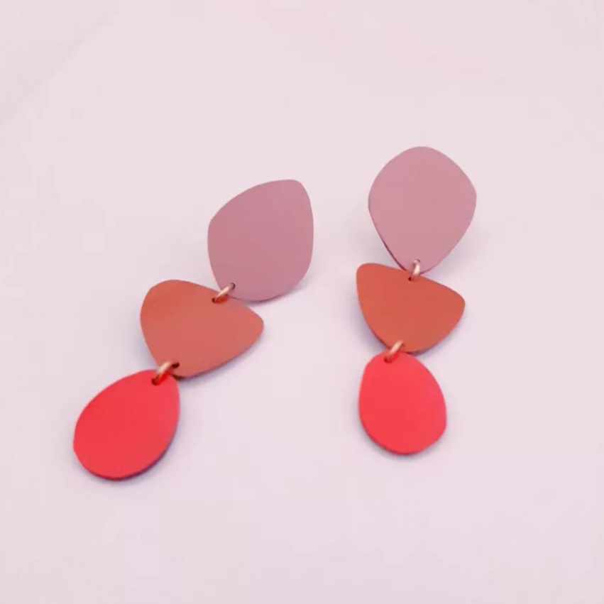 Boucles d’oreilles cœurs colorés mexicains EX VOTO - Noir & Or - RB13