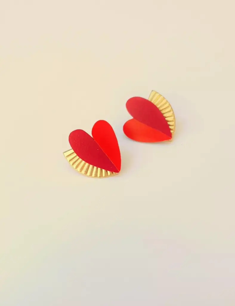 Boucles d’oreilles cœurs colorés mexicains EX VOTO - Noir & Or - RB13