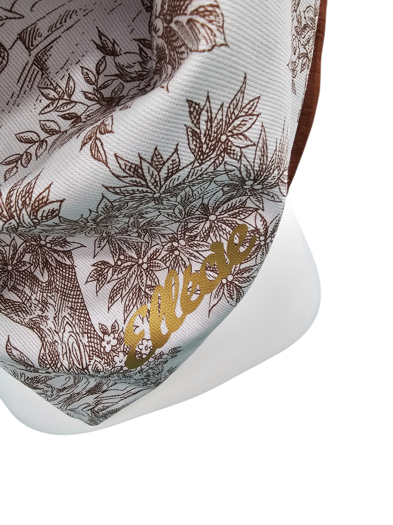 Ellecie - Foulard triangle beige et brun