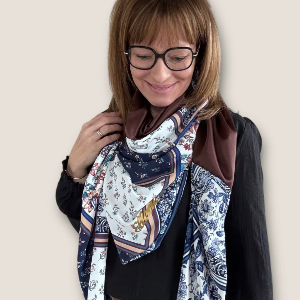 Ellecie - Foulard triangle beige et brun - n°4