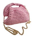 Sac crochet bleu ciel avec chaîne dorée – Sac tendance printemps été