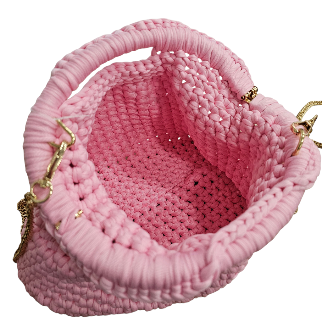 Sac crochet jaune avec chaîne dorée – Sac tendance printemps été