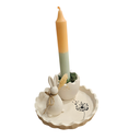 Coffret déco Pâques artisanal – Plateau fleuri, vase et lapin - Lynie