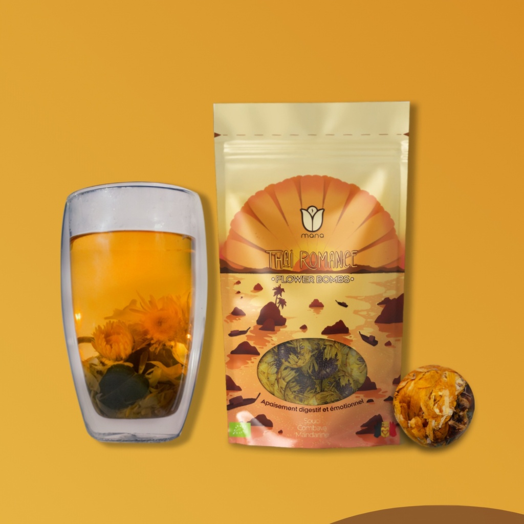 Mana Flower Bombs Thaï Romance – Tisane bio artisanale belge x10 – Infusion bien-être digestion & détente