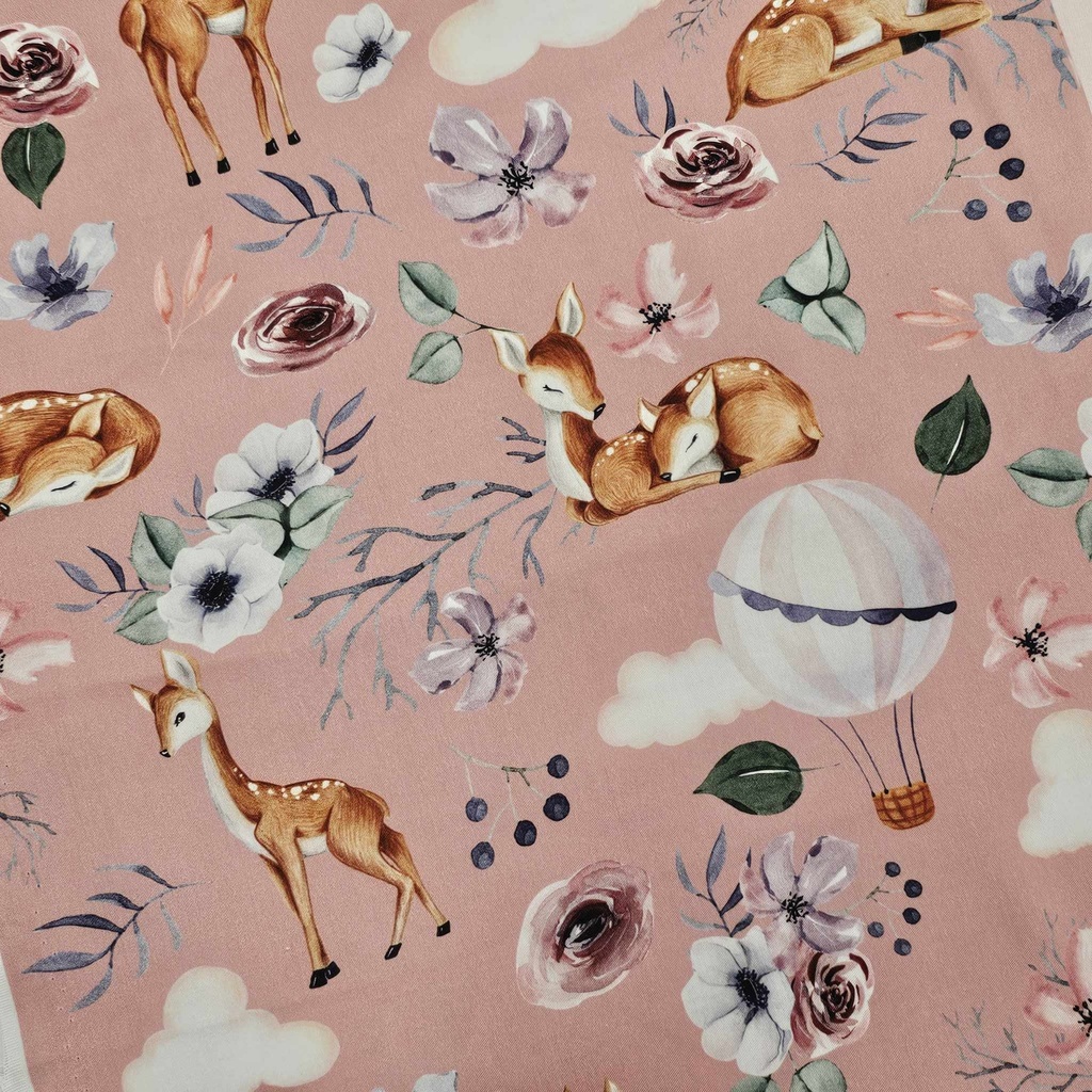 Tissu 17 - Coton Biche sur fond rose