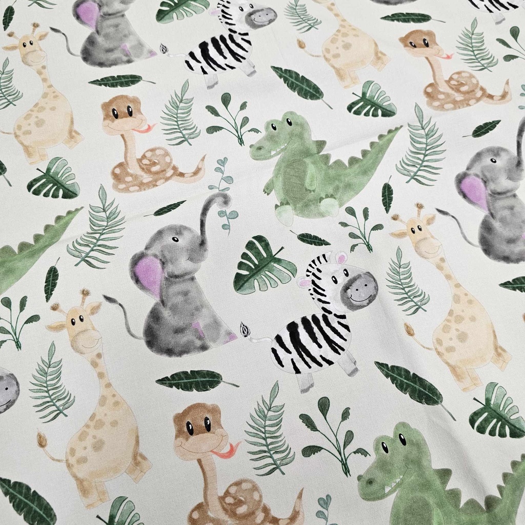 Tissu 20 - Coton Animaux de la jungle