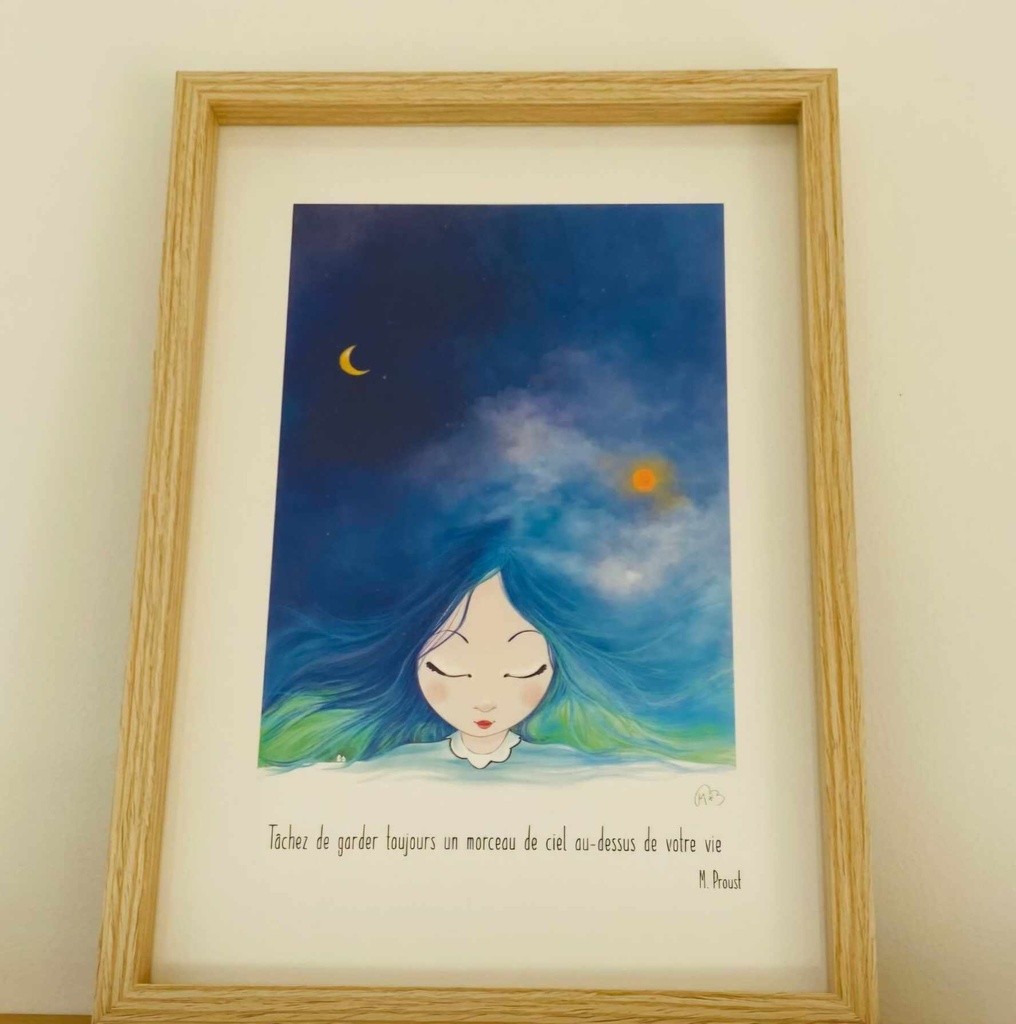 Mam'zelle Maxime - Illustration encadrée "Morceau de ciel"