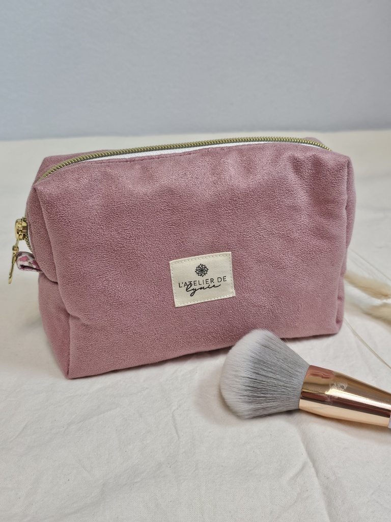 Trousse suédine rose