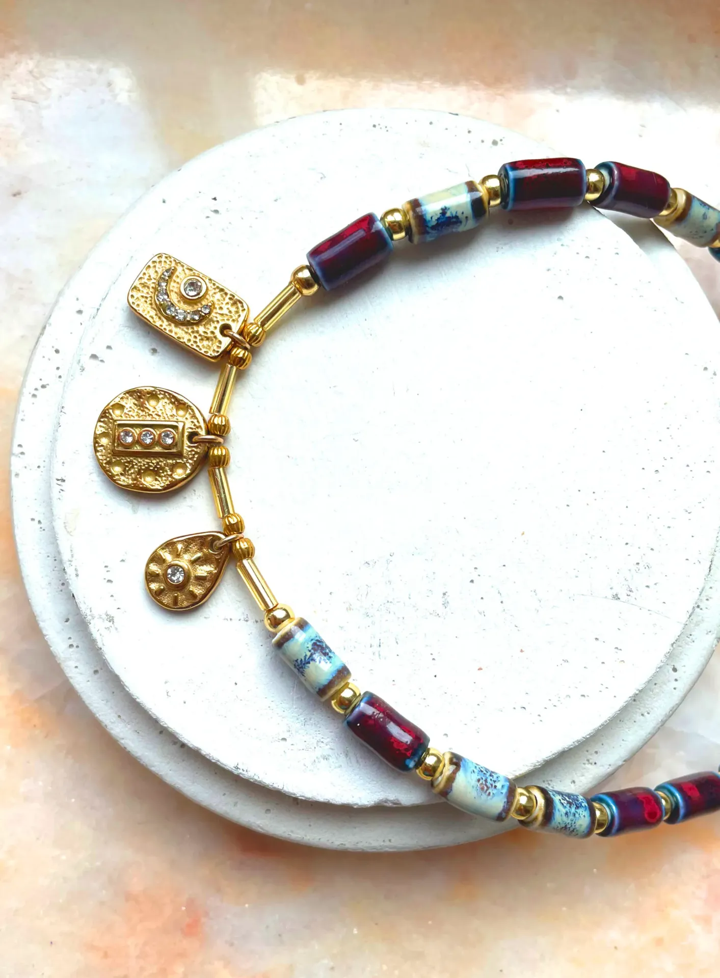 Collier Songe Chouhuihui – Perles & acier inoxydable | Créatrice belge