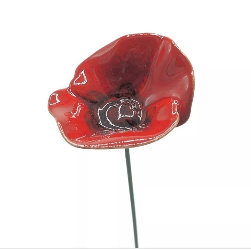 Département M - fleur en céramique coquelicot