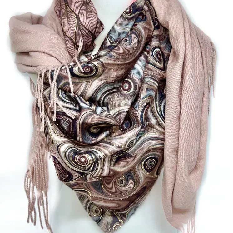 Lineta - Foulard grand carré 4 en 1 avec dorure