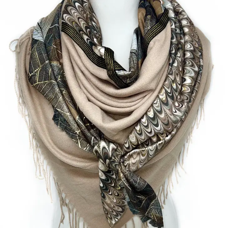 Lineta - Foulard grand carré 4 en 1 - beige
