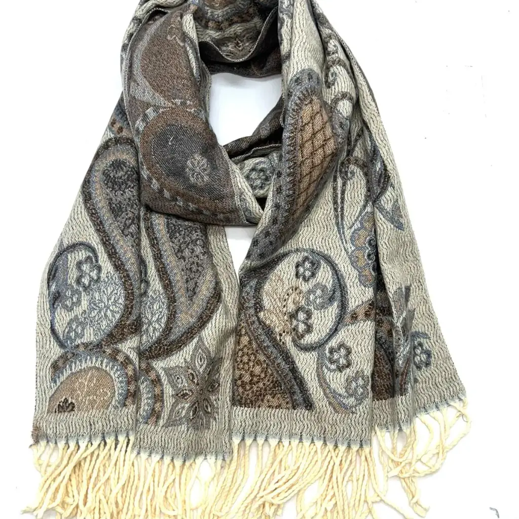 Lineta - Echarpe imprimé motif cachemire - beige
