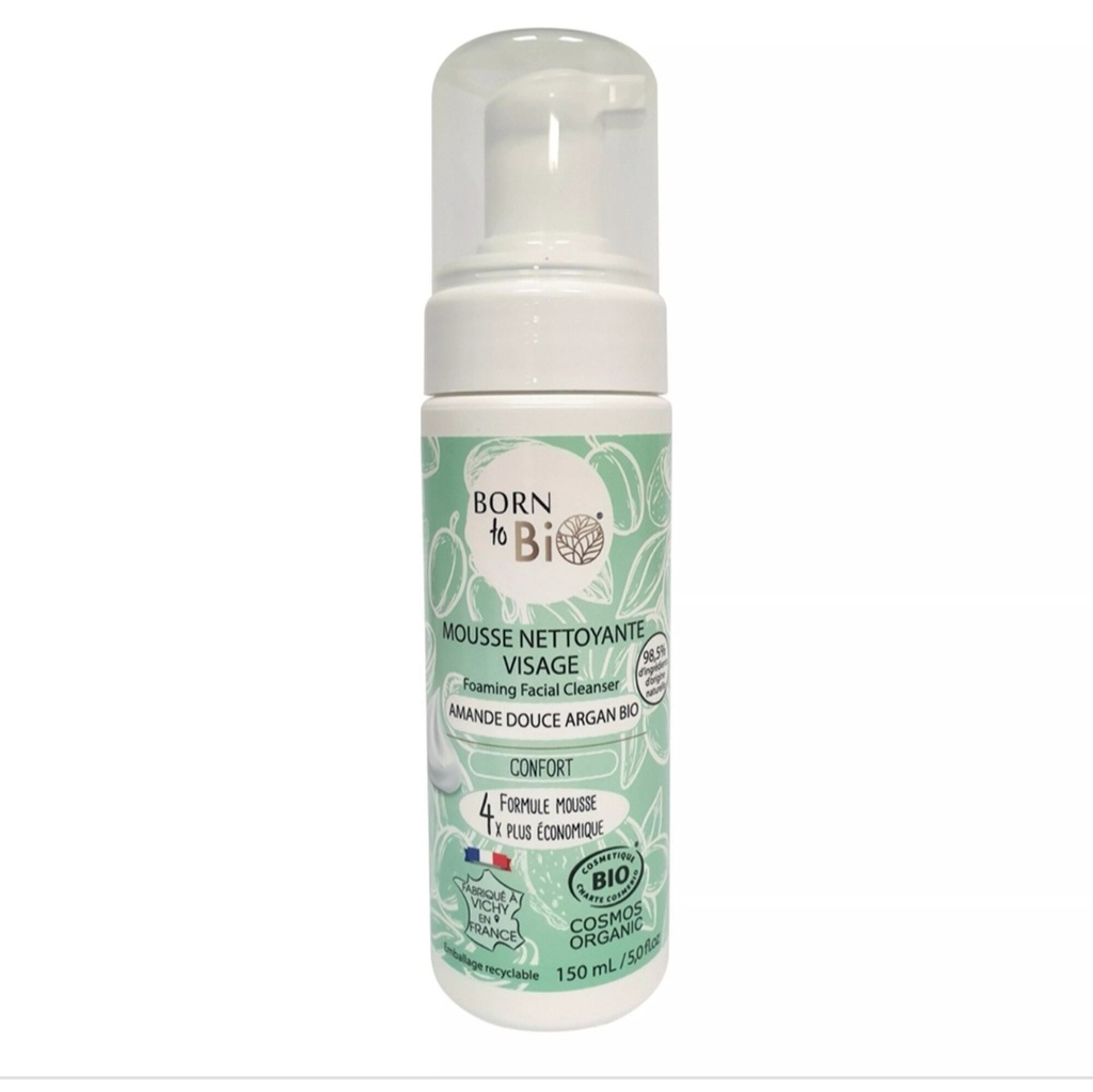 Born to bio - Mousse nettoyante visage - parfum Amande douce Argan