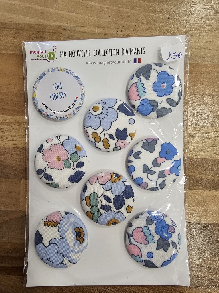 Magnet Your Life - Lot de petits magnets fleurs bleues et roses