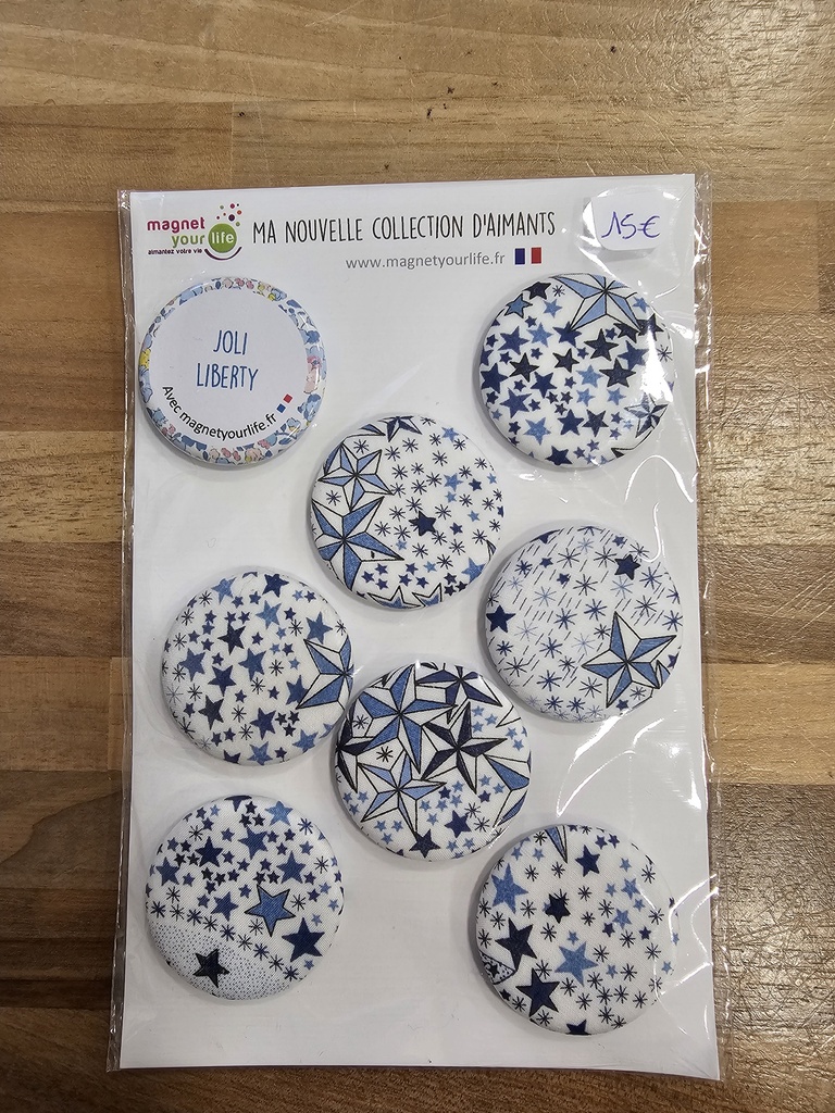 Magnet Your Life - Lot de petits magnets étoiles bleues et blanches