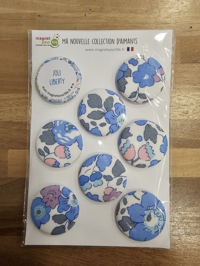 Magnet Your Life - Lot de petits magnets fleurs bleues