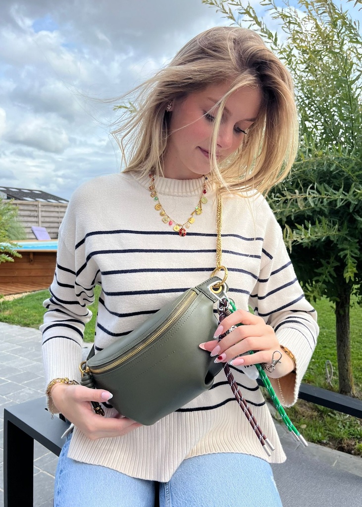 Sac Banane en cuir kaki – Sophia Delli