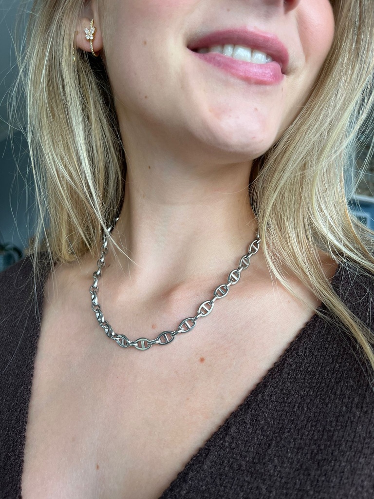 Collier tendance chaine argenté - Habaha Paris