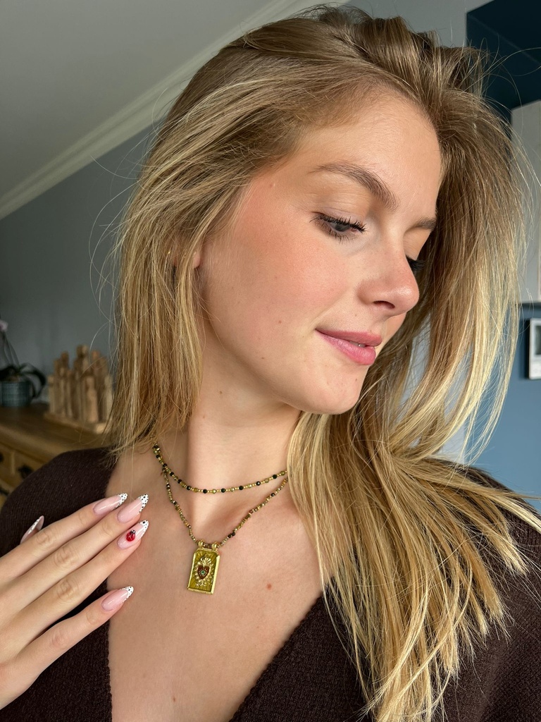 Collier tendance pendentif bleu -Habaha Paris