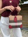Sac en cuir bordeaux et toile tartan – Sophia Delli