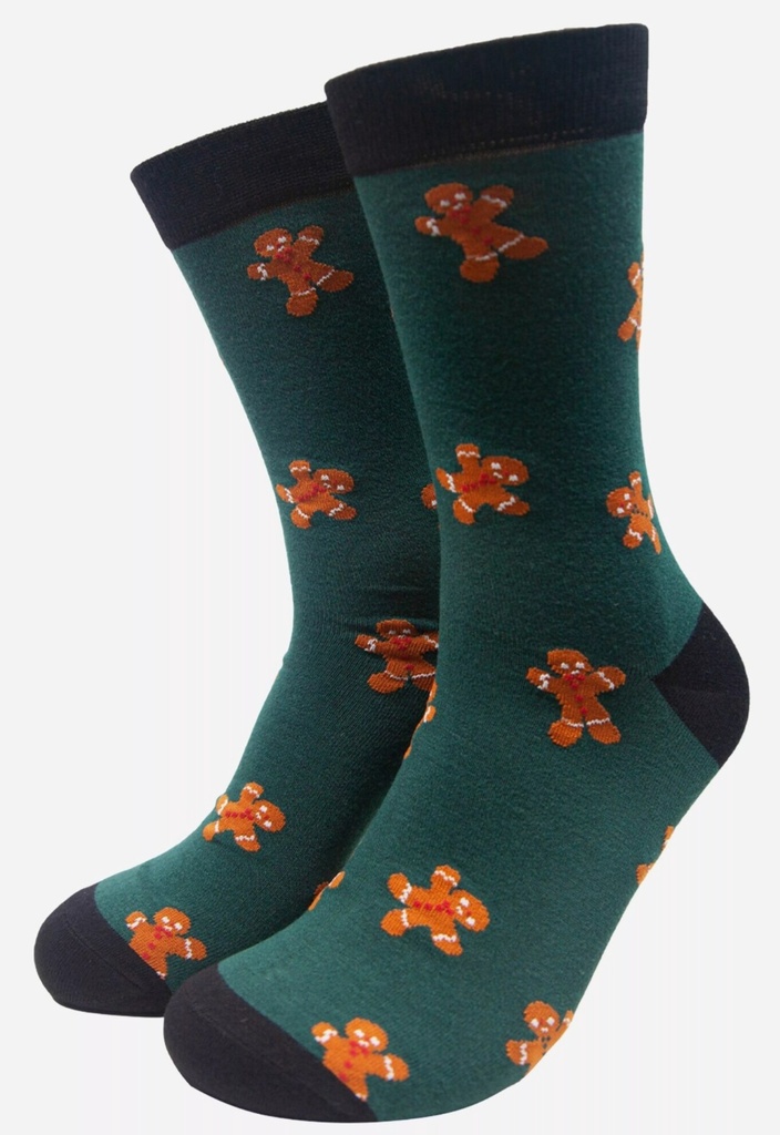 Chaussettes en bambou pour hommes - Verte, pain d'épices 