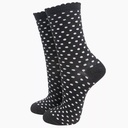 Chaussettes en bambou pour femmes - Noir et blanc, pois