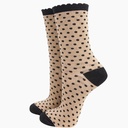 Chaussettes en bambou pour femmes - Doré et Noir, pois