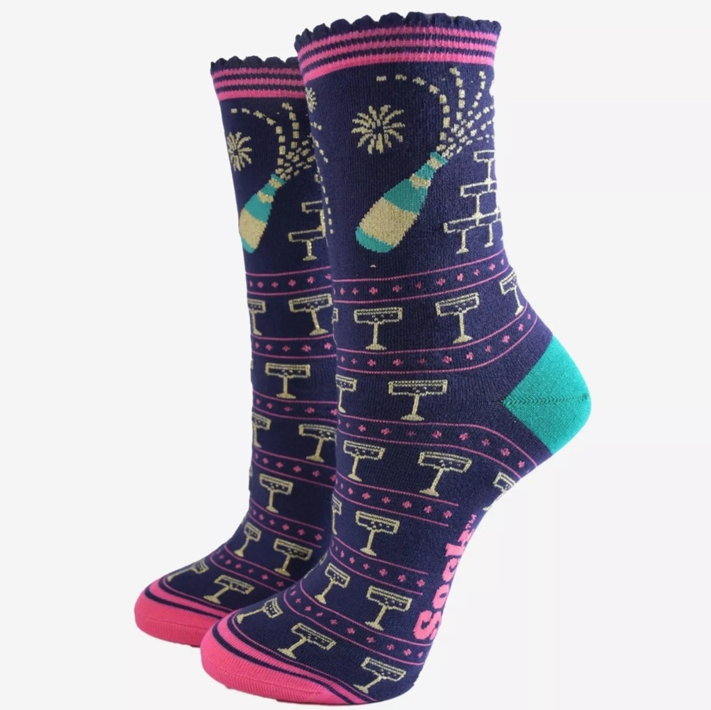 Chaussettes en bambou pour femmes - bleu, champagne
