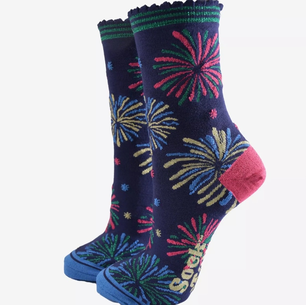 Chaussettes en bambou pour femmes - bleu, feu d'artifice 