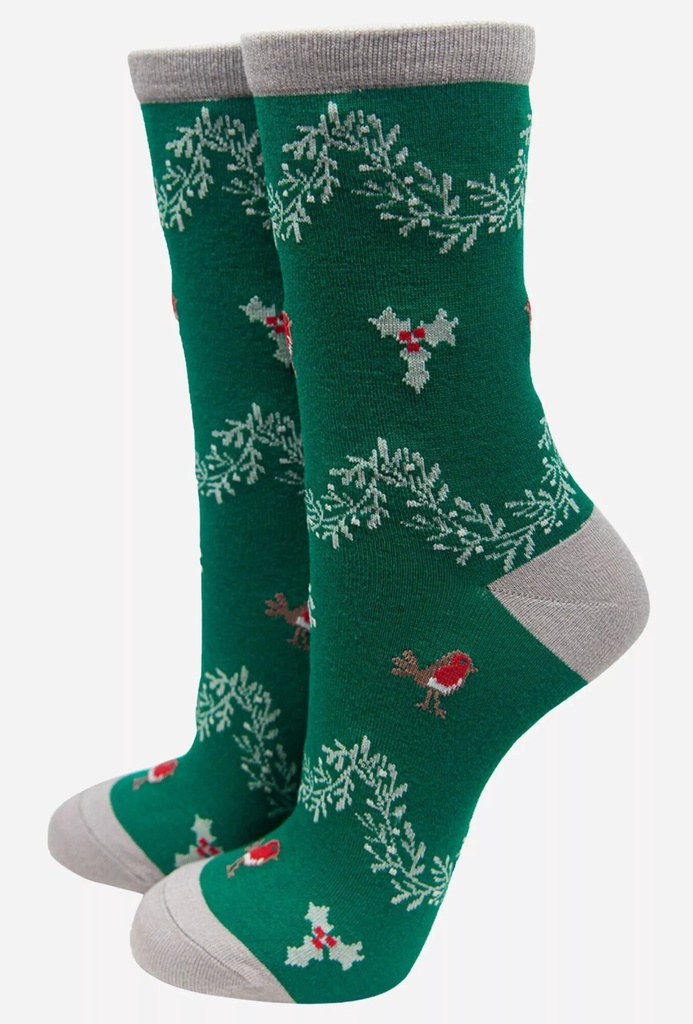 Chaussettes en bambou pour femmes - vert,Guirlande de Noël 