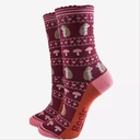 Chaussettes en bambou pour femmes -bordeau/rose, hérisson 