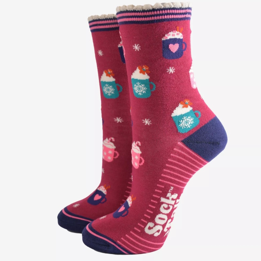 Chaussettes en bambou pour femmes -bordeau, tasse